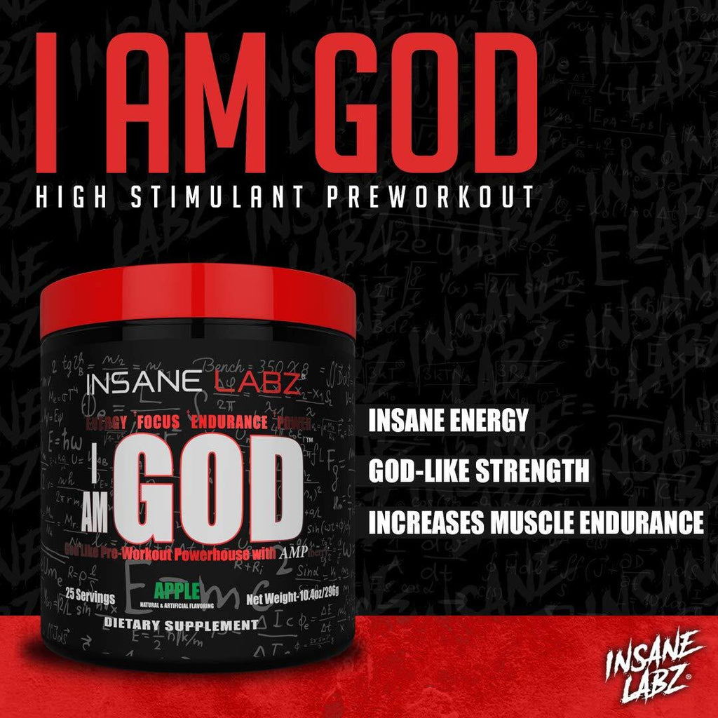 I Am God Pre Workout Supplement 25 Servings Fruit Punch High Energy Endurance