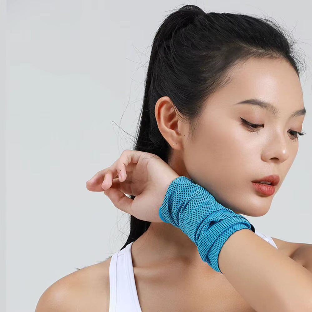 Portable Outdoor Sport Ice Towel Sweat Absorption Wrist Protector Quick-Drying Cooling Wristband for Fitness Camping Running