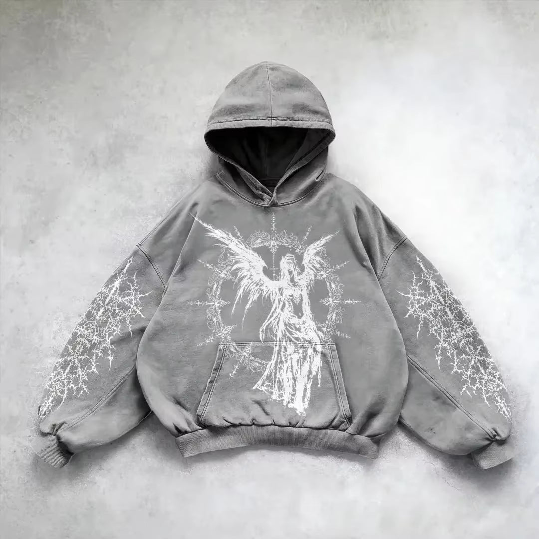 Harajuku Goddess Print Hoodies Women and Men Hoodie Y2K Tops Oversized Sweatshirt New Couples Goth Streetwear Gothic Gym Clothes