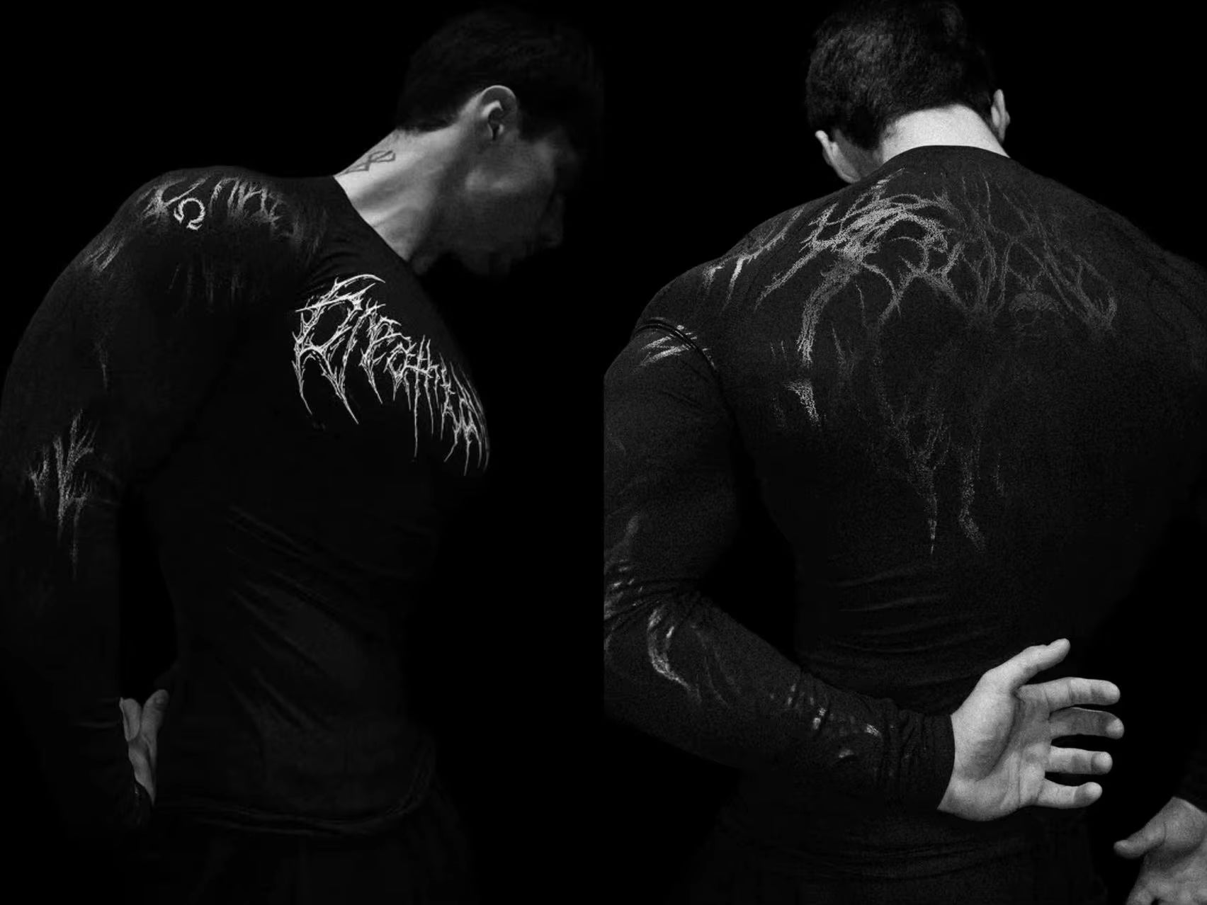 Men'S Compression Sports Shirt Gothic Lightning Print GYM Fitness Top Autumn Quick Dry Breathable Bodybuilding Long Sleeve Tee