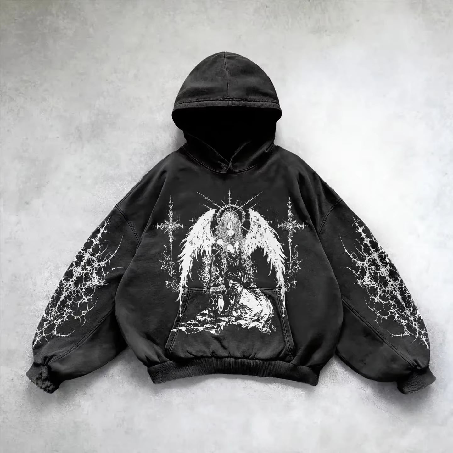 Harajuku Goddess Print Hoodies Women and Men Hoodie Y2K Tops Oversized Sweatshirt New Couples Goth Streetwear Gothic Gym Clothes
