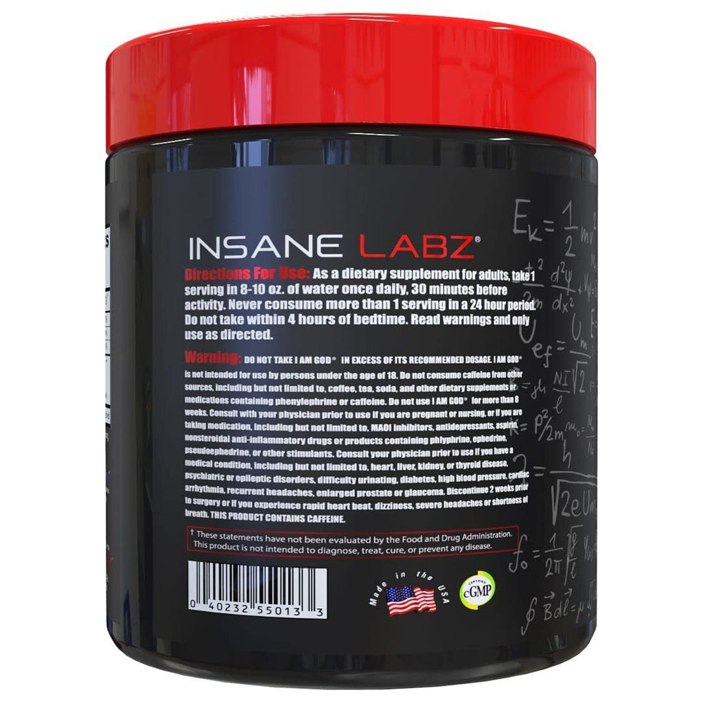 I Am God Pre Workout Supplement 25 Servings Fruit Punch High Energy Endurance