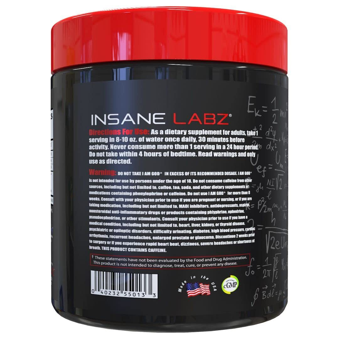 I Am God Pre Workout Supplement 25 Servings Fruit Punch High Energy Endurance