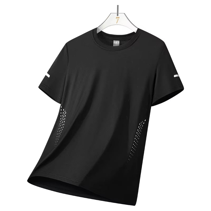 Men'S Running Quick Drying T-Shirts Breathable Hiking Fishing Tees Soft Elasticity Outdoor Sports Short Shirt Summer
