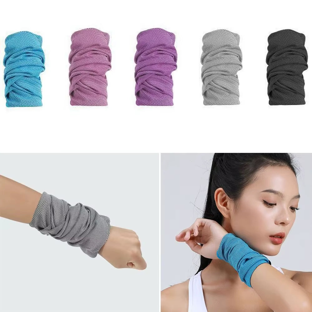 Portable Outdoor Sport Ice Towel Sweat Absorption Wrist Protector Quick-Drying Cooling Wristband for Fitness Camping Running